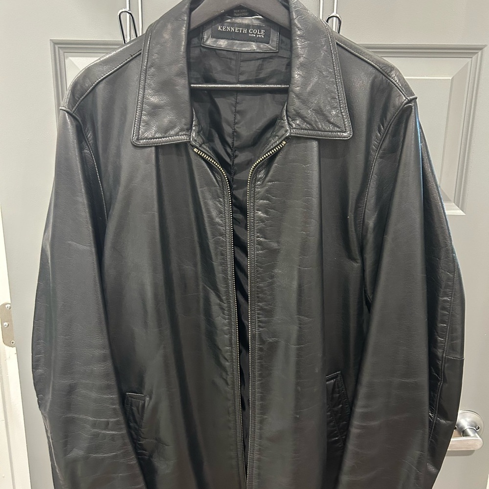 Kenneth Cole Dark Leather Jacket for Men